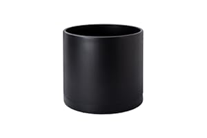 D'vine Dev 8 Inch Plastic Planter Pots for Plant Pot with Drainage Hole and Seamless Saucers, Black Color, 74-X-B-1