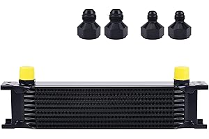 EVIL ENERGY 10 Row Oil Cooler, 10AN Stacked Plate Transmission Engine Cooler Universal Aluminium Black