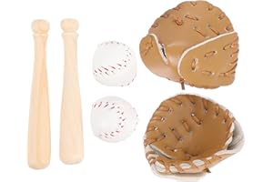 SHINEOFI 2 Sets Miniature Baseball Bats Gloves Kit Simulation Baseball Model Toys Mini Sports Baseball Bat Glove and Ball Set for Dollhouse Accessories Crafts Project Decoration, Khaki