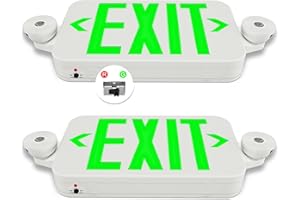 LEDIARY 2 Pack Exit Sign with Emergency Lights, Red and Green Exit Sign Color Changeable, Battery Backup and Two LED Adjustable Head, Exit Sign for Business, UL Certified