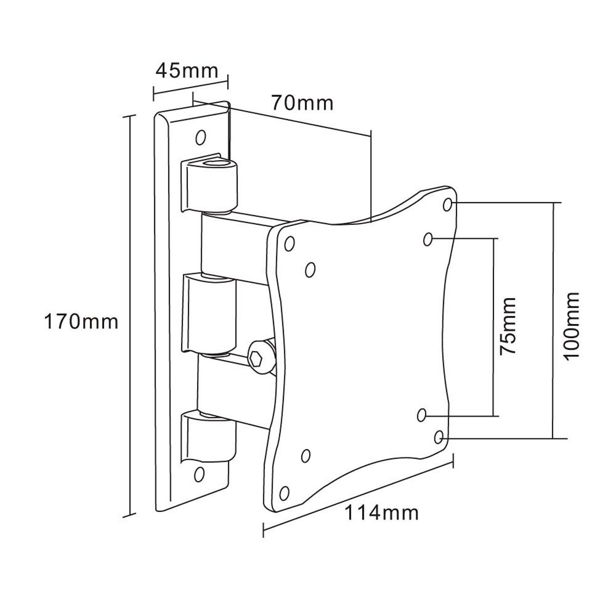 Black FullMotion Tilt/Swivel Wall Mount Bracket For AOC I2369Vm 23" Inch IPS Monitor