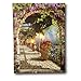 BANBERRY DESIGNS Garden Pathway Lighted Print - LED Canvas Print with a Flowery Path Way - Lantern Street Light Lights Up with 1 LED Bulb