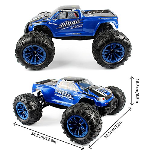 KIDCHEER Hobby RC Cars S920 High Speed 46km/h Off Road Remote Control Vehicles Waterproof Large Size 1:10 RC Trucks 2.4Ghz 4WD Monster for Adults and Kids Gifts for Boys - Blue