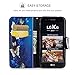 YOKIRIN LG K10 2017 Case, LG K20 Plus Case, Embossed Owl Tree Magnetic Folio Flip Stand Premium PU Leather Wallet Case TPU Inner Wrist Strap Kickstand Cover Skin with Credit Card Cash Pockets (Blue)