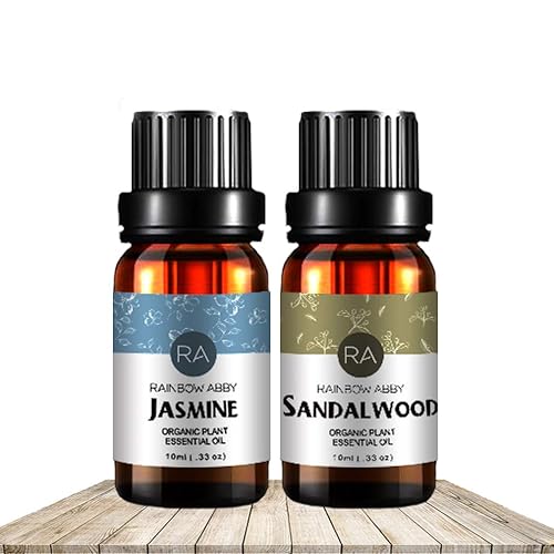 Jasmine Sandalwood Essential Oil Set 100% Pure Plant Oils, 2x10ML