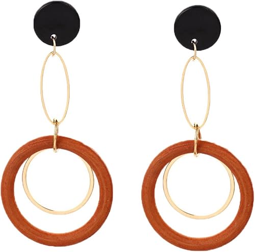 Amazon Jk Home ロングピアス イヤリング アクセサリー かわいい ピアス風 人気 耳飾り プレゼント 誕生日 レディース 円型 ブラウン 8 4cm ネックレス 通販