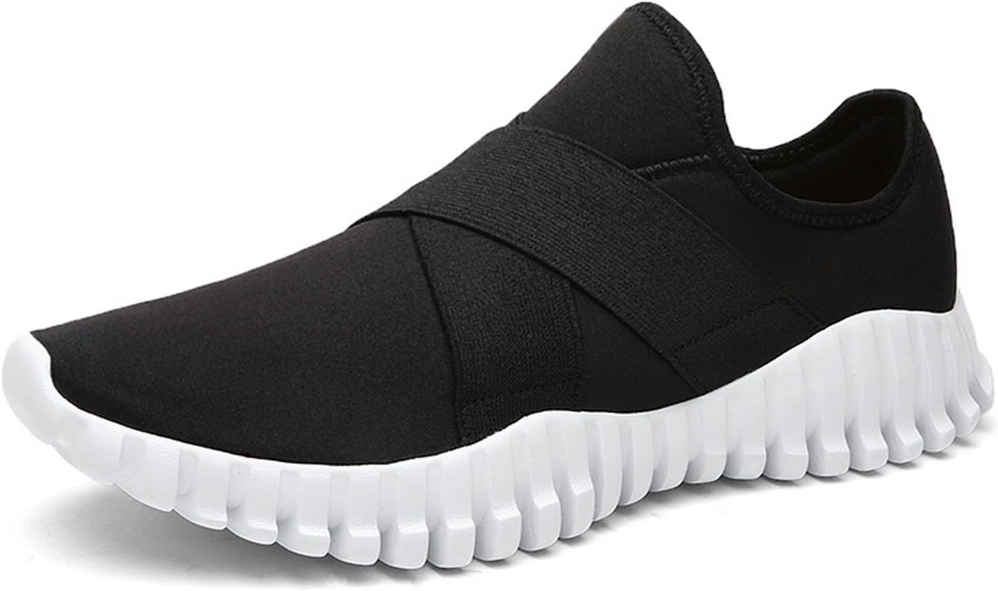 Tanly Women's Flex Comfort Slip On Walking Shoes Lightweight Fashion Sport Running Sneakers Black 40 EU