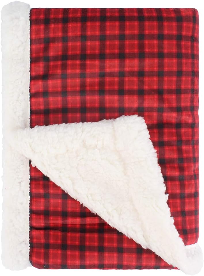 Super Soft Plush Baby Blanket, Receiving Blanket for Boys, Girls, Newborns, Crib, Toddlers, Nursery, Bedding (Tent, 30 x 40 Inch) (Plaid Red/Black)