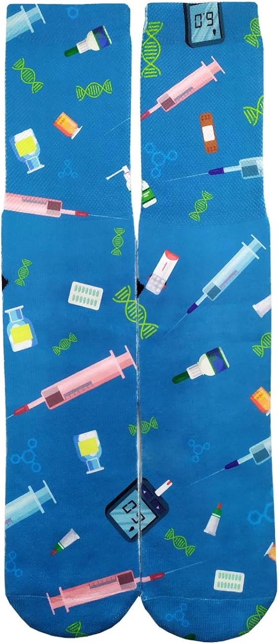 Mens Fun Crazy 3D Cute Medicine Nurse Novelty Athletic Tube Crew Sock,Hospital