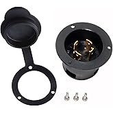 MECMO - NEMA L14-30 Flanged Inlet Generator Plug with Dust Cover, 30Amp Locking 4-Prong 125/250-Volt, Black Industrial Grade,