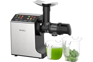 whall Masticating Slow Juicer, Professional Stainless Juicer Machines for Vegetable and Fruit, Touchscreen Cold Press Juicer with 2 Speed Modes (silver)