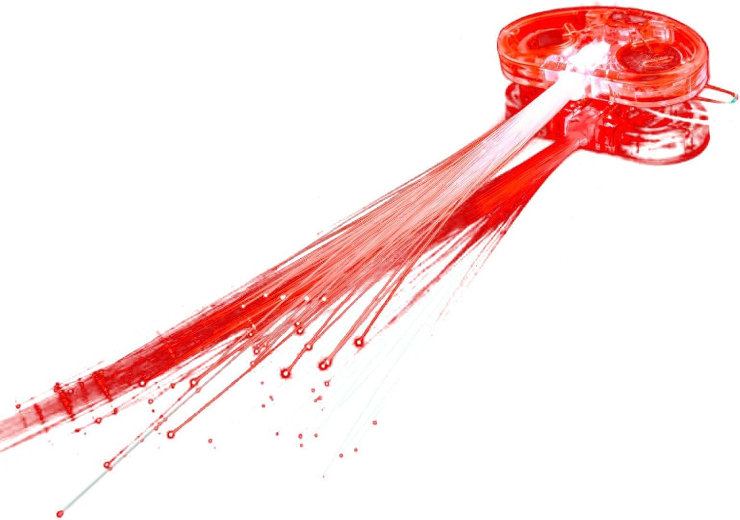 Mammoth Sales (6 Pk) 14" LED Fiber Optic Flashing Hair Braid Extensions Light Up Flash Barrette Clip Braid - Various Styles (Red)