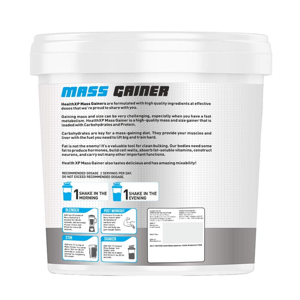 Healthxp Mass Gainer 6 Kg 37 Servings 36 Gms Protein Per Servings Essential Series Chocolate Amazon In Health Personal Care
