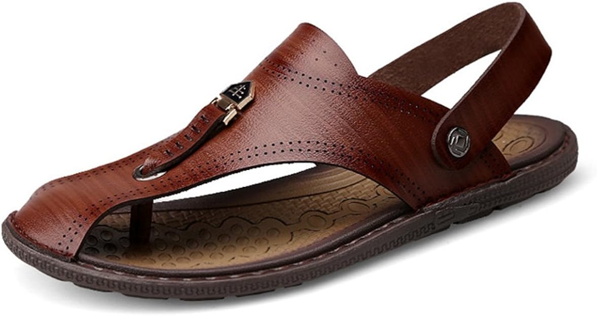 Homme de Mule Été Sandales Plat Tong Simple à Enfiler en Cuir Bout