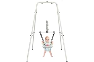 Hapbabe 2 in 1 Baby Jumper with Stand, Premium Spring, for Infant 6-12 Months, Easy to Fold and Storage, Blue+White