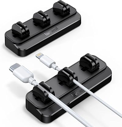 [2 Pack] Lamicall Spring Cable Holder Clips 0.1-0.32in Diameter Black (8mm)