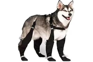 Dog Boots with Suspenders Stretchy, Adjustable Dog Suspender Boot, Anti-Slip Waterproof Rain Booties, Pooch Paw Protector Tal