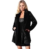 Allegra K Women's Faux Fur Coat Lapel Warm Overcoat Winter Open Front Casual Long Fluffy Jackets