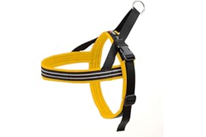 ComfortFlex Sport Dog Harness - Fully Padded, Reflective, Adjustable, Lightweight No-Choke, No-Pull, Non-Chafing Design for Active Dogs, Enhanced Control, Made in The USA, Large, Saffron Yellow