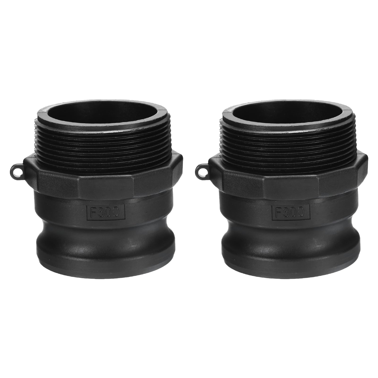 PATIKIL Poly Cam Lock Fittings, 2 Pcs 3" Part F Male Adapter x Male Thread Cam Groove Hose Fittings Polypropylene Cam Lock Fittings, Black