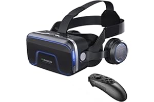 VR SHINECON Original 6.0 VR Headset Version Virtual Reality Glasses Stereo Headphones 3D Glasses Headset Helmets Support 4.7-6.53 inch Large Screen Smartphone (with Controller SC-B01)