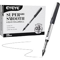Amazon.com: EYEYE 0.5mm Black Rollerball Pens 25 Pack, Extra Fine ...