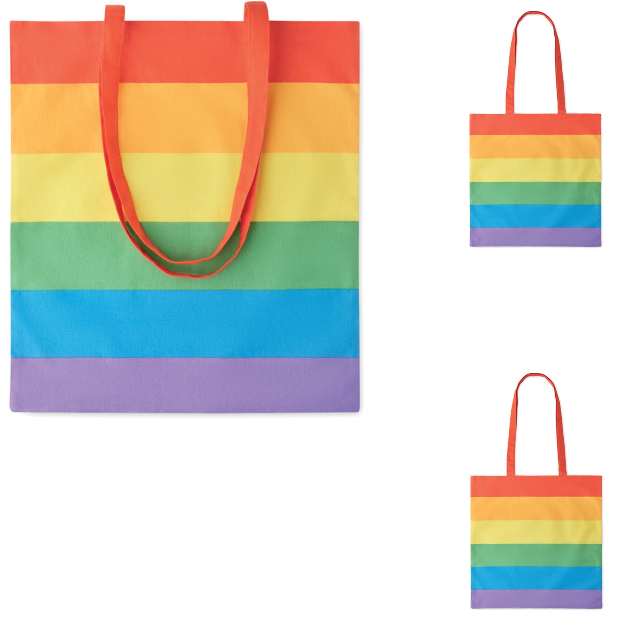 noTrash2003 Rainbow Shopping Bag Cotton Bag Tote Bag 38 cm x 42 cm with Long Handles in LGBT Design Show Tolerance, multicoloured
