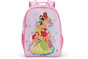 Disney Store Official Princess Backpack - Kids Backpack with Embroidered Accents, Adjustable Straps, Zip Compartments & Mesh Pockets, Screen Art Featuring Moana, Mulan, Belle, Aurora, and More