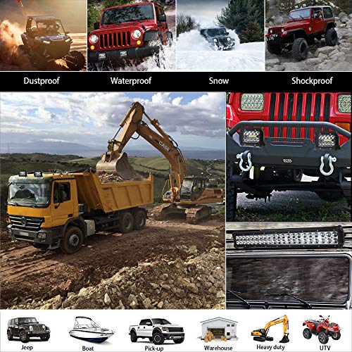 Viesyled 20Inch 126W Flood Spot Combo CREE Led Light Bar, 4X 4Inch 60W Flood Led Pods Fog Lights,Waterproof Super Bright, Jeep Wrangler Boat Truck Tractor Trailer Off-Road, 2 Year Warranty