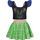 WonderBabe Princess Swimsuits Girls Two Pieces Swimsuits Summer Rash Guard Swimwear Ruffles Sleeve Bathing Suit with Skirt