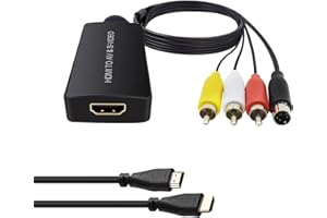 Dingsun HDMI to SVideo Converter HDMI to Audio Video Converter HDMI to RCA Adapter with Svideo Cable Support 720P/1080p for PC Laptop Xbox PS3 TV STB VHS VCR Blue-Ray DVD