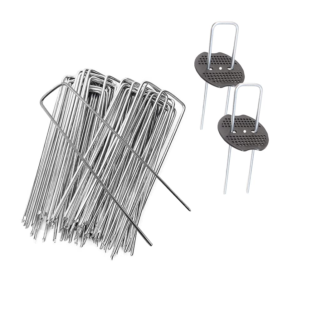 Garden Pegs Stakes for Netting Anti-corrosion U-Shaped Ground Pegs for Membrane Pegs Tent Pegs Metal for Artifical Grass.