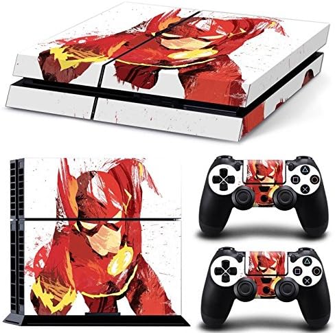 Ambur® PS4 Console Designer Skin for Sony PlayStation 4 System plus Two(2) Decals for: PS4 Dualshock Controller --- Hero ps4 skin flash