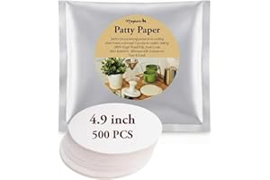 Meykers Wax Patty Paper Sheets for 5 Inches Burger Press - 500 Pcs Round Hamburger Patty Paper to Separate Frozen Pressed Pat