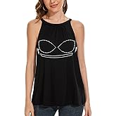 Women Halter Tank Top with Built in Bra Flowy Sleevless Padded Camisole Loose Fit Summer Shirt Top S-3XL