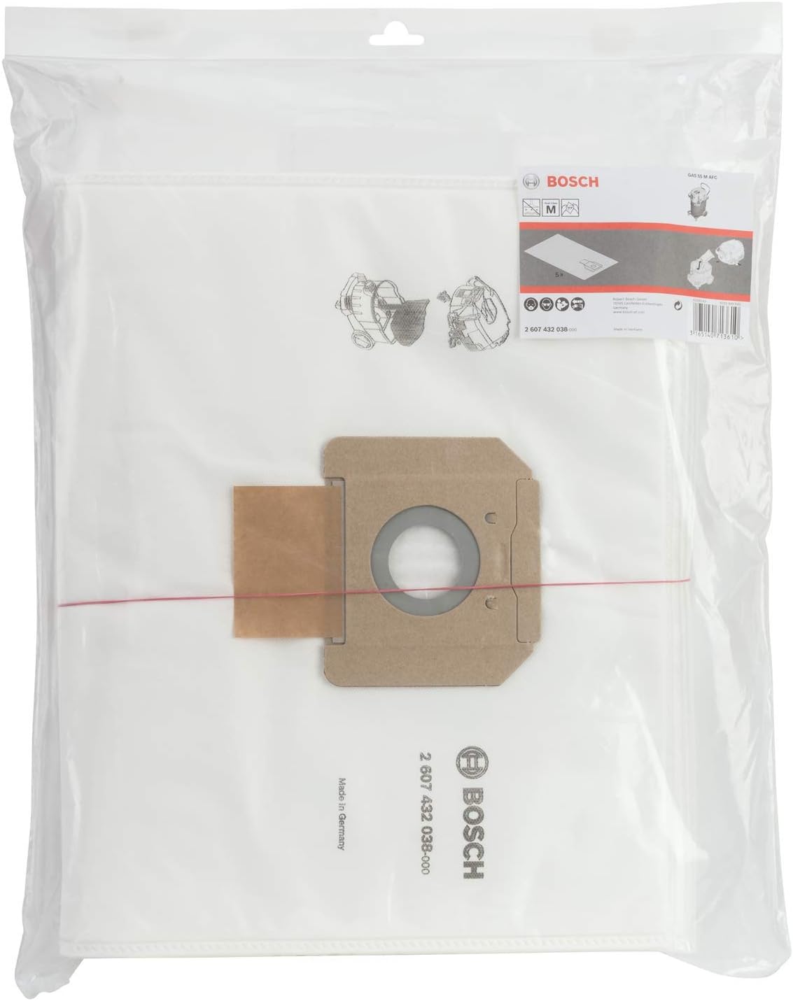 Bosch 5-pack Fleece Filter Bags (for Gas 55, Accessories Dust Extractor), White
