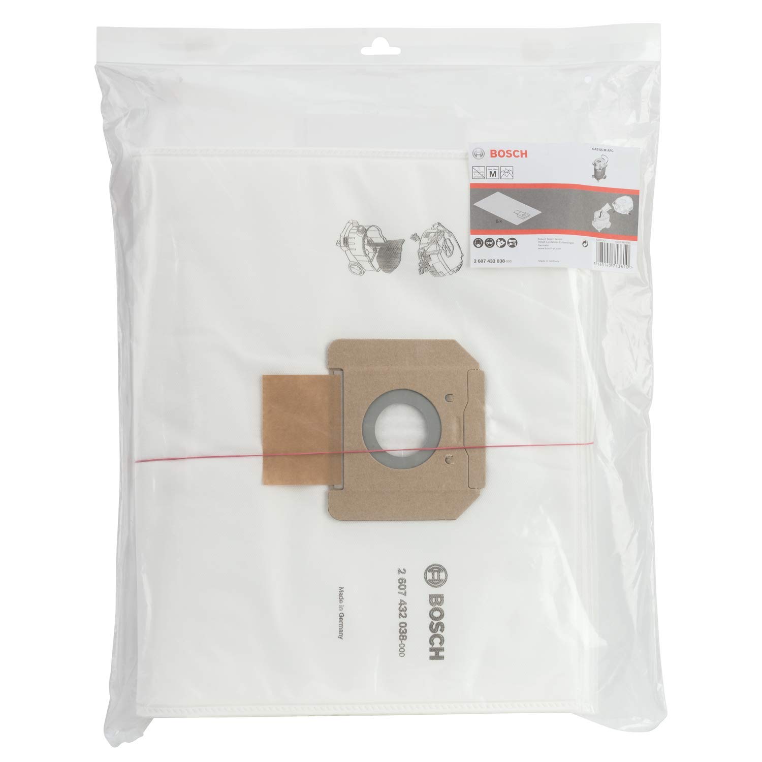 Bosch 5-pack Fleece Filter Bags (for Gas 55, Accessories Dust Extractor)