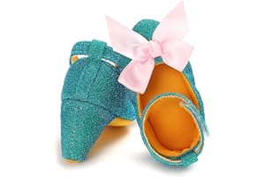 THISNESS Infant Baby Girls High Heels Shoes Soft Sole Non Slip Mary Jane with Bownot Toddler First Walkers Princess Shoes