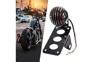 DREAMIZER Motorcycle Tail Light Brake Running Light Rear Light 1" Side Mount License Plate Bracket Holder compatible with Bobber Chopper Cruiser Custom Bike