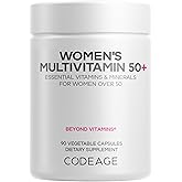 Codeage Women’s Multivitamin 50+ Supplement - Essential Vitamins for Women Over 50, Minerals, CoQ10, Hyaluronic Acid, Probiotics, Black Cohosh, Ashwagandha & Superfoods - Non-GMO - 90 Capsules