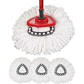 Mop Replace Head [ 3 Pack ] Mop Refills Compatible with Triangle Spin Mop, Made of Microfiber, Deep Cleaning Machine Washable and Easy-to-Replace