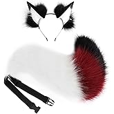 Fox Ear and Tail Set -Plush Thick Ears & Ultra-Fluffy Faux Fur Tail-Fox Costume Accessories for Halloween, Cosplay