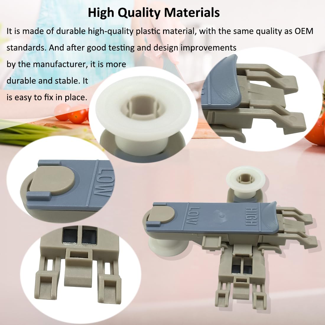 WP8561996 Dishwasher Upper Rack Wheel Adjuster, Replace W10889280 8561996 B0050O2HIO B00JLMM1V4, Replacement for Whirlpool, Maytag, KitchenAid, Magic Chef (4 Pack)