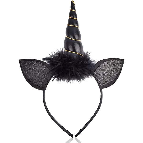 Amazon.com: Lurrose 2pcs Black Unicorn Headband Lace Cat Ear  display picture 1