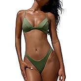 SOULSHE Swimsuit for Women 2025 Women's Triangle Bikini Spaghetti Straps Bikini Sets Two Piece Swimsuit Bathing Suits