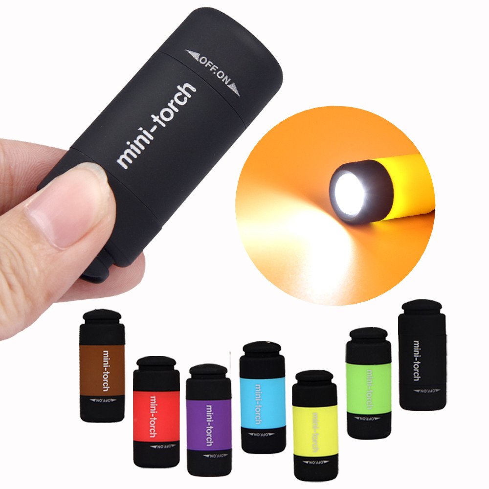 Bigmac 12pcs/Pack Mini USB Charging Colorful LED Flashlight Torch Pocket Size Rotary Switch Rechargeable Pendant Keychain Light Lamp - Color May Vary (12)