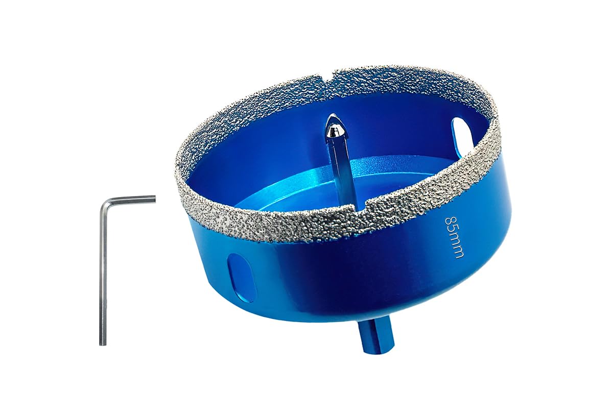 Teronbeta Diamond Hole Saw 85mm with Pilot Center Drill Bit, Vacuum Brazed Diamond Core Hole Cutter for Tile, Porcelain, Glass, Ceramic, Marble — image 1