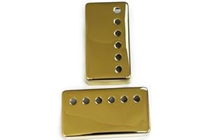 OVSAL 2 PCS Brass Humbucker Guitar Pickup Covers Neck Bridge Pickup Covers 50mm/52mm Pole Spcing Guitar Pickup Covers electric guitar pickup covers for Les Paul Electric Guitar (Gold)