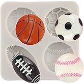 MINFEIDMS Ball Cake Decoration Silicone Molds Football Basketball Baseball Rugby Fondant Mold For Cake Decorating Cupcake Topper Chocolate Gum Paste Polymer Clay