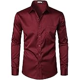 ZEROYAA Men's Urban Stylish Casual Business Slim Fit Long Sleeve Button Up Dress Shirt with Pocket